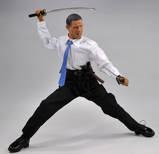 Illustration for article titled Best Obama Action Figure Ever Battles Darth Vader, Terrorists, Dick Cheney